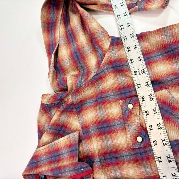 Rough Stock Shirt Mens XL Red Blue Plaid Panhandle ong-Sleeve Button-Down Casual - Picture 8 of 9